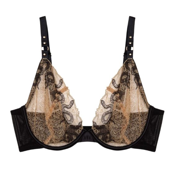 Embroidery Plunge Bra w/ Snake Detailing - Picture 1 of 8